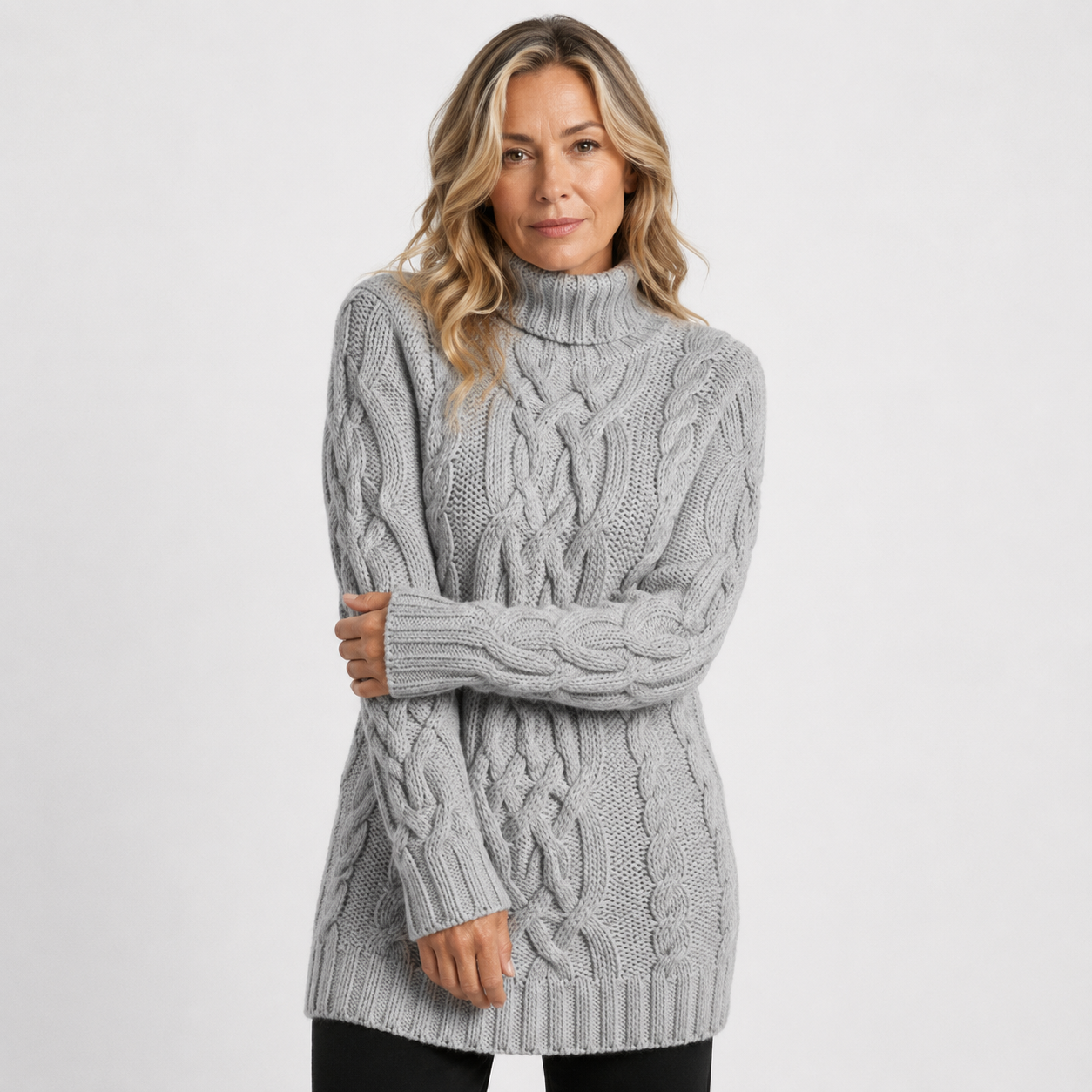 Harriet Dunmore | Chunky Cable Knit Turtleneck Mini Dress For Women
