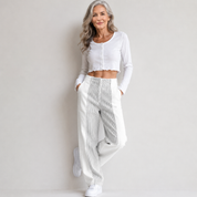 Bridget Harrowfield | High Waist Wide Leg Corduroy Trousers For Women