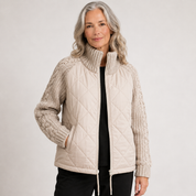 Phoebe Winthorpe | Quilted Zip-Front Jacket with Knit Sleeves For Women