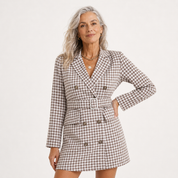 Thea Wyndmoor | Houndstooth Double-Breasted Mini Blazer Dress For Women