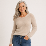 Dominique Bellhaven | Fuzzy Knit Crop Sweater For Women