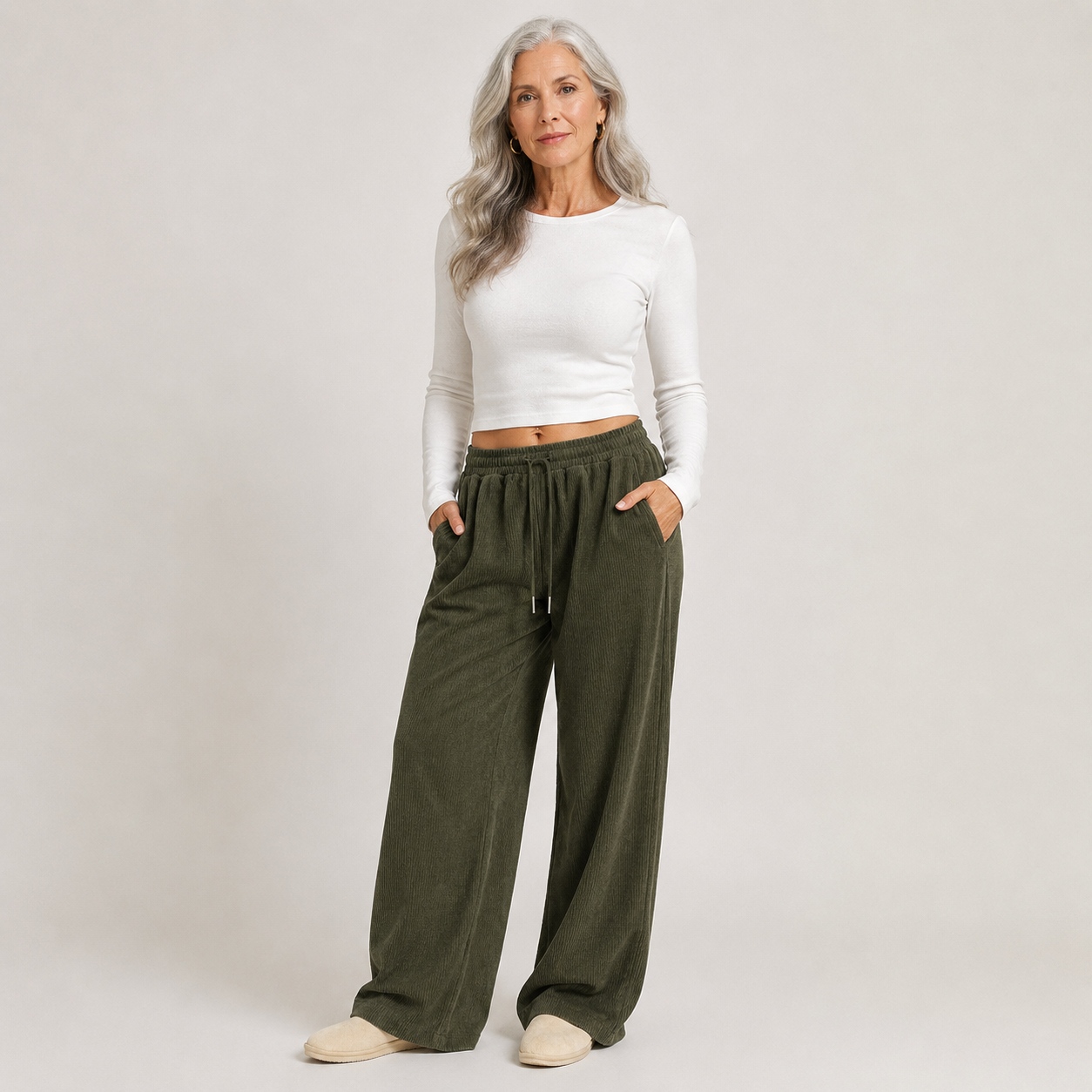 Millicent Ashgrove | Wide Leg Corduroy Trousers For Women