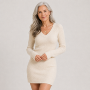 Nadine Wescott | Ribbed Knit Long Sleeve Mini Dress For Women