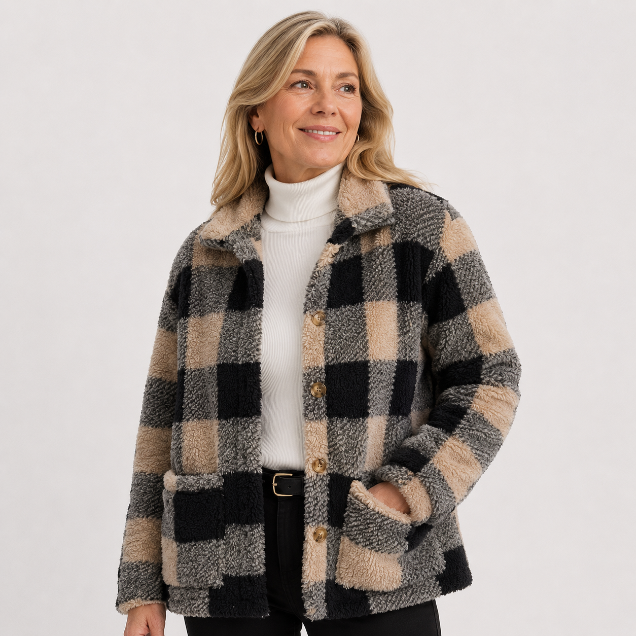 Harriet Dunmore | Plaid Fleece Button-Front Jacket For Women