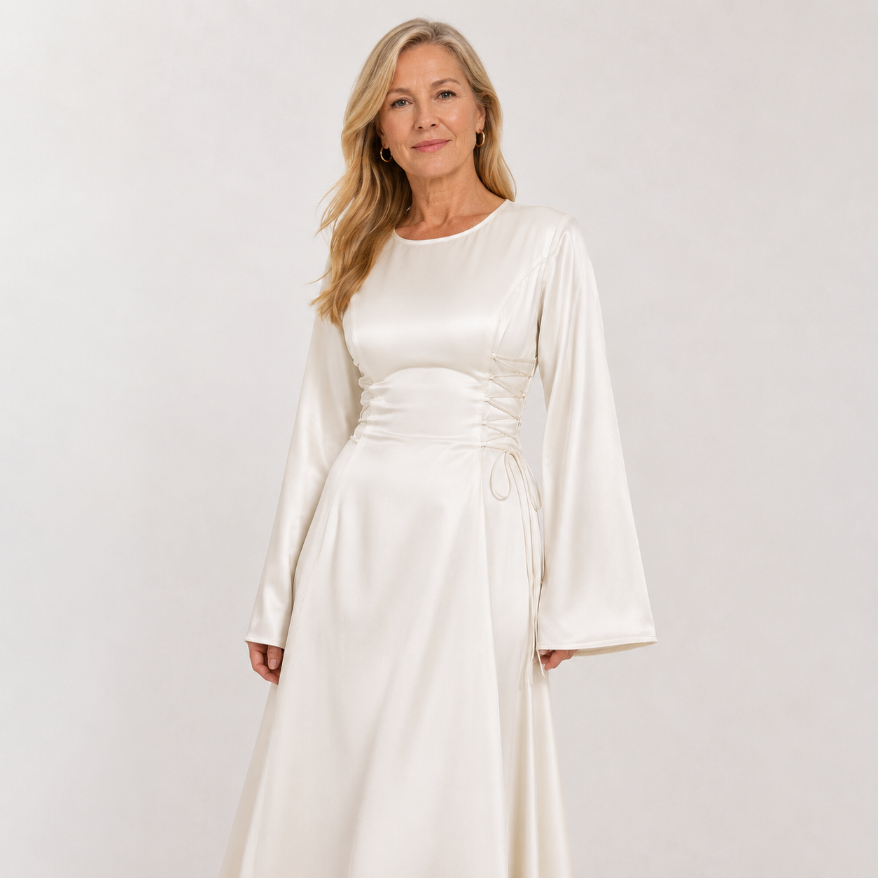 Emmeline Vauclaire | Satin Long Sleeve Maxi Dress For Women