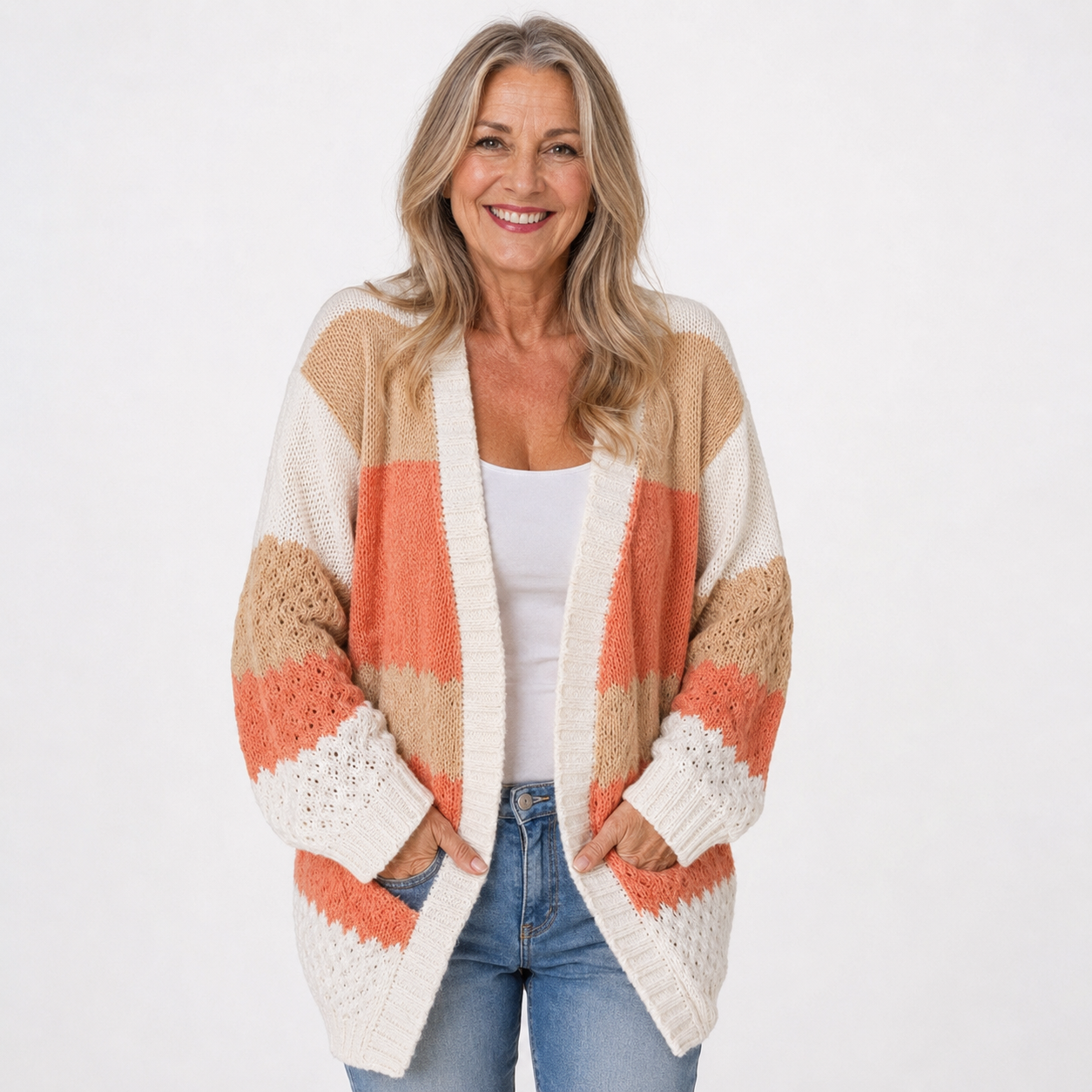 Harriet Dunleigh | Colour Block Knit Cardigan For Women