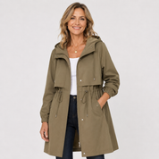 Jacqueline Pemford | Hooded Longline Trench Rain Jacket For Women