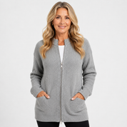 Sylvette Caldbourne | Zip-Front Knit Longline Cardigan For Women