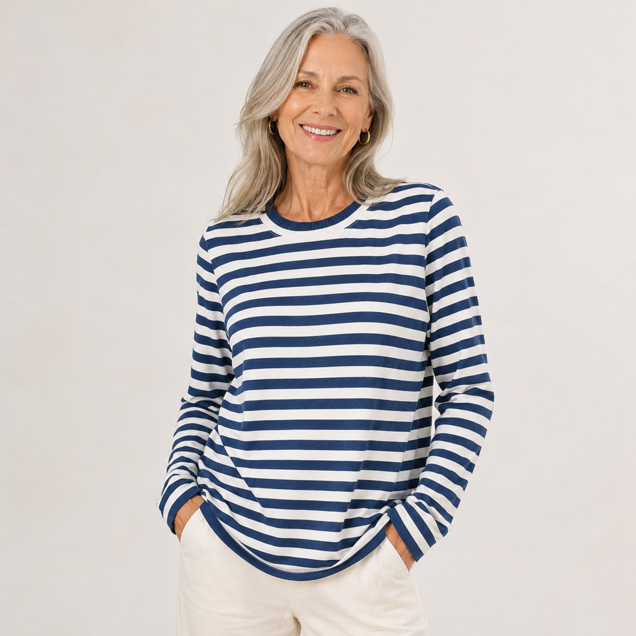 Pamela Ashgrove | Striped Long Sleeve Knit Sweater For Women