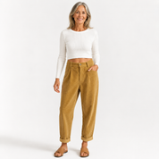 Georgina Falcourt | High Waist Corduroy Tapered Trousers For Women