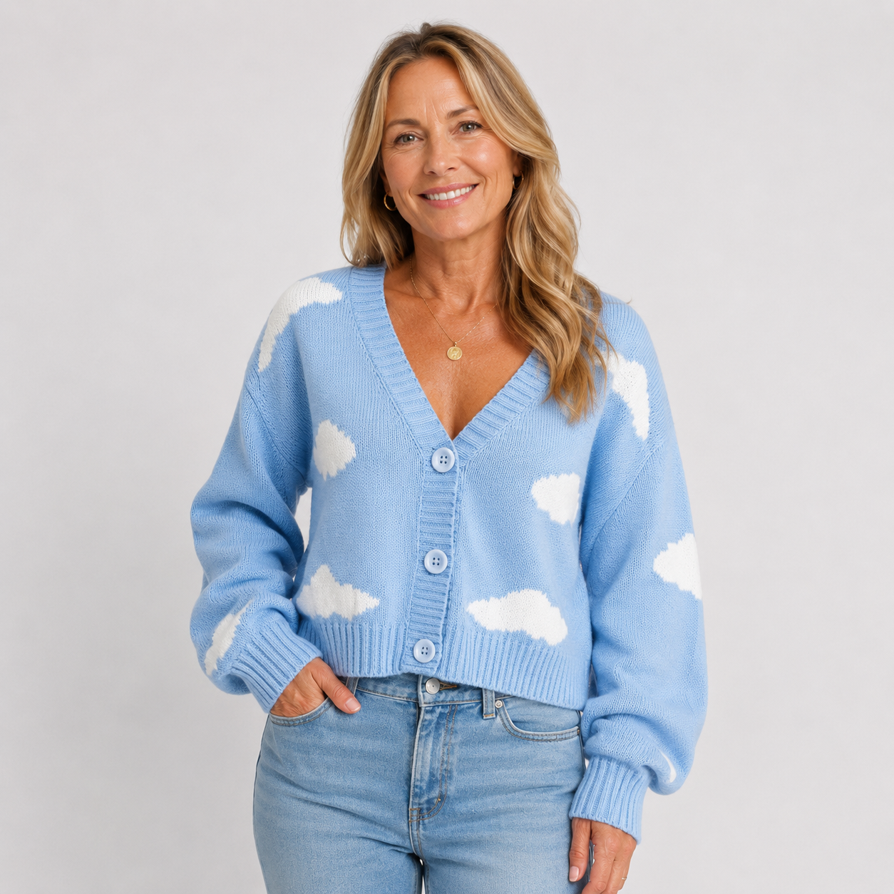 Harriet Dunmore | Cloud Print Cropped Cardigan For Women