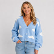 Harriet Dunmore | Cloud Print Cropped Cardigan For Women