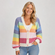 Harriet Goldengrove | Rainbow Stripe Cropped Cardigan For Women