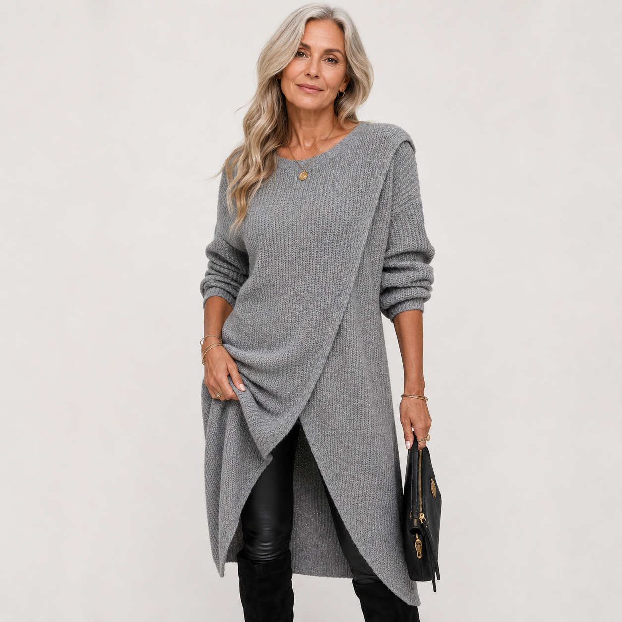 Elaine Sorbourne | Long Sleeve Knit Midi Sweater Dress For Women
