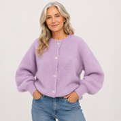 Celeste Ravenwood | Fluffy Button-Front Cardigan For Women