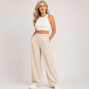 Vivienne Ashgrove | High Waist Wide Leg Corduroy Trousers For Women