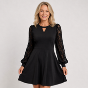 Clarissa Dunmore | Black Lace Sleeve Mini Dress For Women