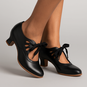 Margot Eveline | Vintage Lace-Up Low Heel Pumps For Women