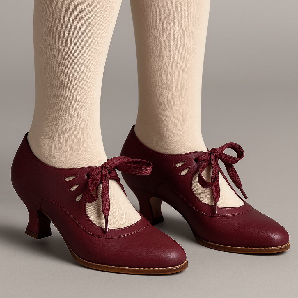 Margot Eveline | Vintage Lace-Up Low Heel Pumps For Women