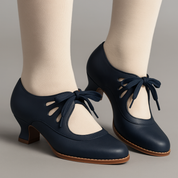 Margot Eveline | Vintage Lace-Up Low Heel Pumps For Women