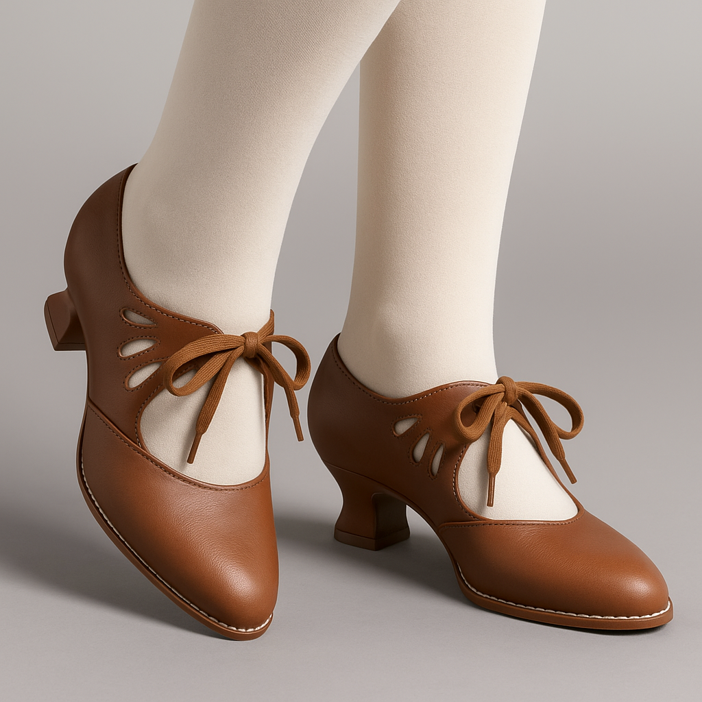 Margot Eveline | Vintage Lace-Up Low Heel Pumps For Women