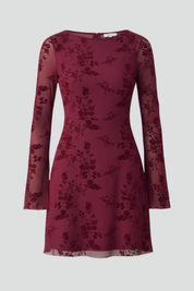 Vivienne Calloway | Floral Mesh Long Sleeve Mini Dress For Women