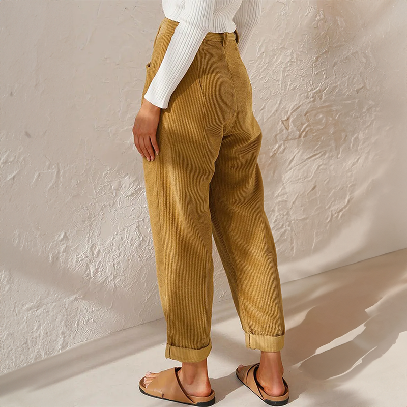 Georgina Falcourt | High Waist Corduroy Tapered Trousers For Women