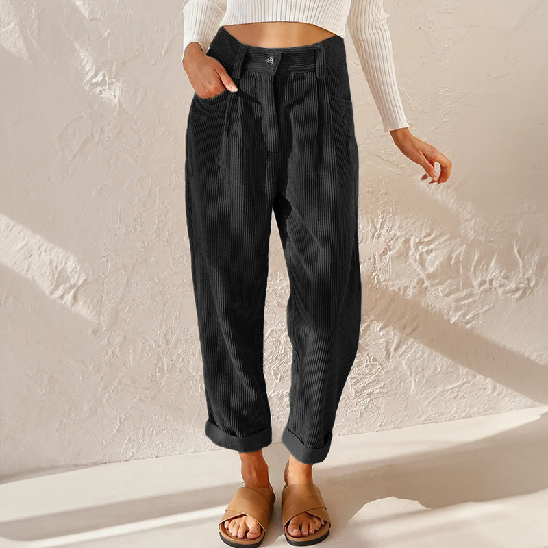 Georgina Falcourt | High Waist Corduroy Tapered Trousers For Women