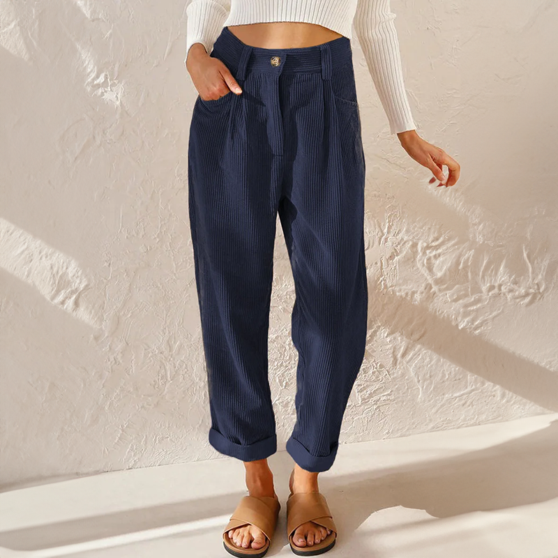 Georgina Falcourt | High Waist Corduroy Tapered Trousers For Women