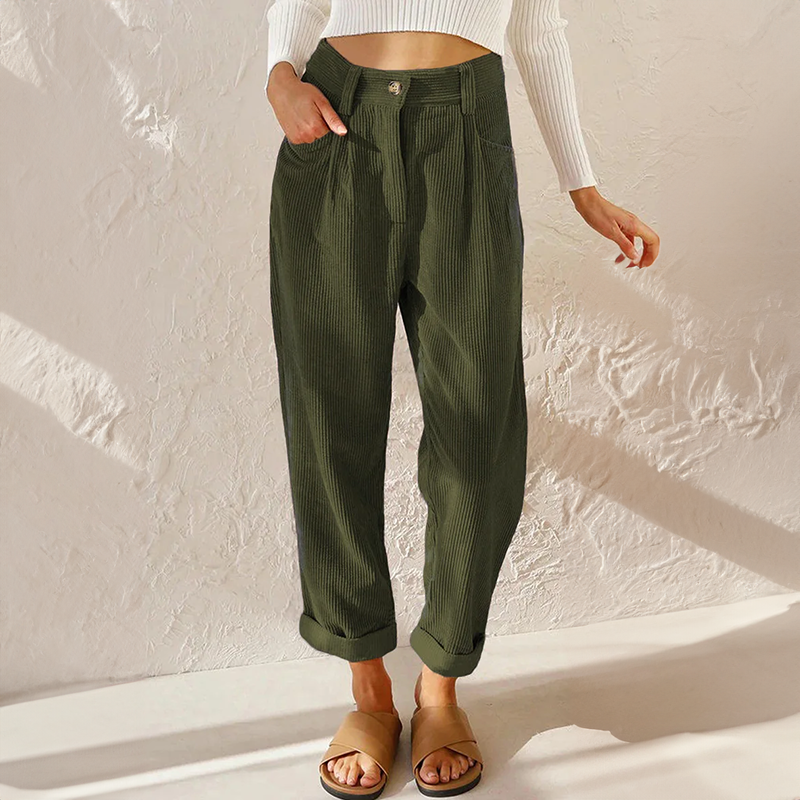 Georgina Falcourt | High Waist Corduroy Tapered Trousers For Women