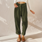 Georgina Falcourt | High Waist Corduroy Tapered Trousers For Women