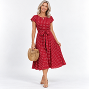 Elena Marchetti | Polka Dot Midi Summer Dress For Women