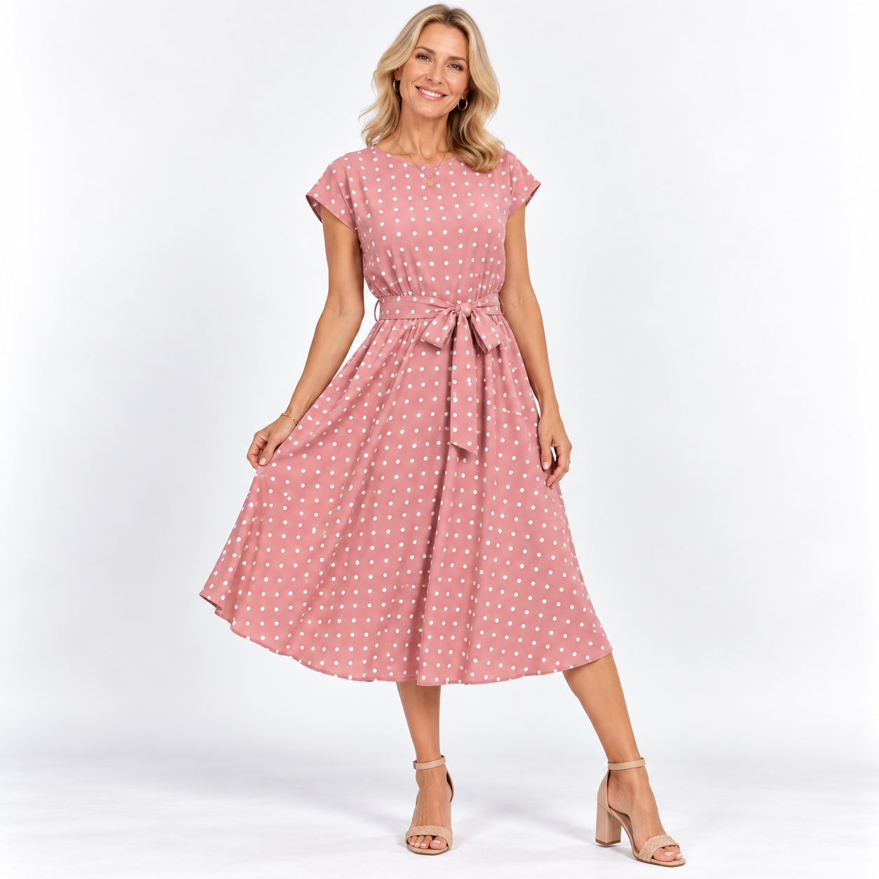 Elena Marchetti | Polka Dot Midi Summer Dress For Women