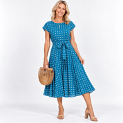 Elena Marchetti | Polka Dot Midi Summer Dress For Women