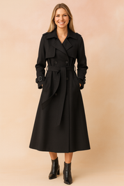 Camille Rosewood | Belted Longline Trench Coat For Women