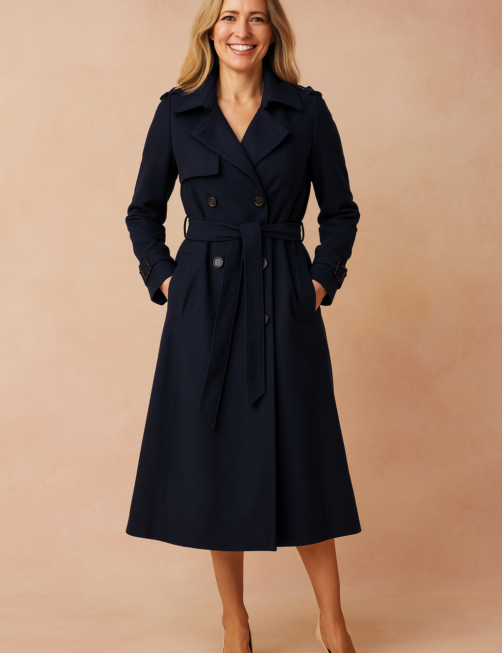 Camille Rosewood | Belted Longline Trench Coat For Women