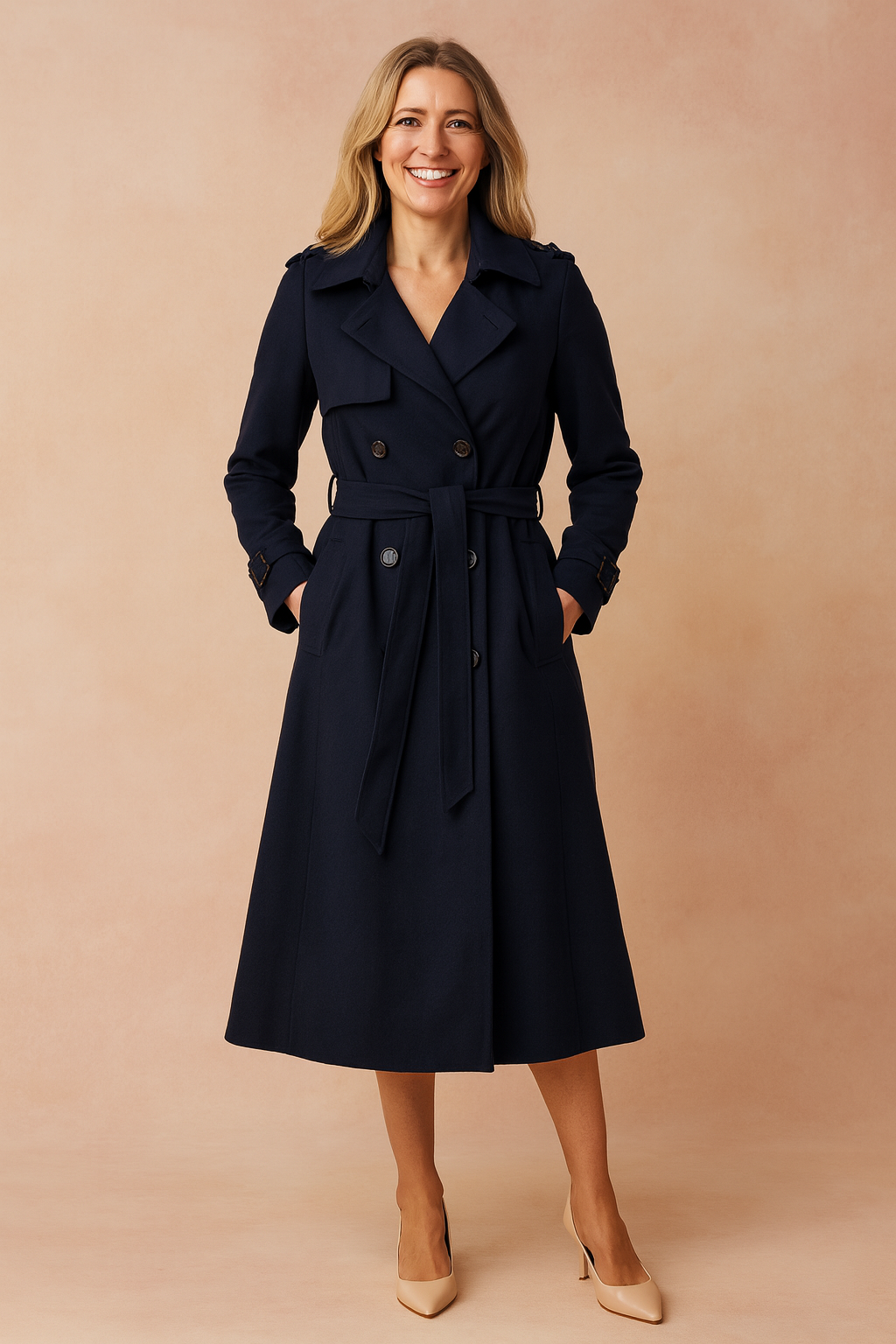 Camille Rosewood | Belted Longline Trench Coat For Women