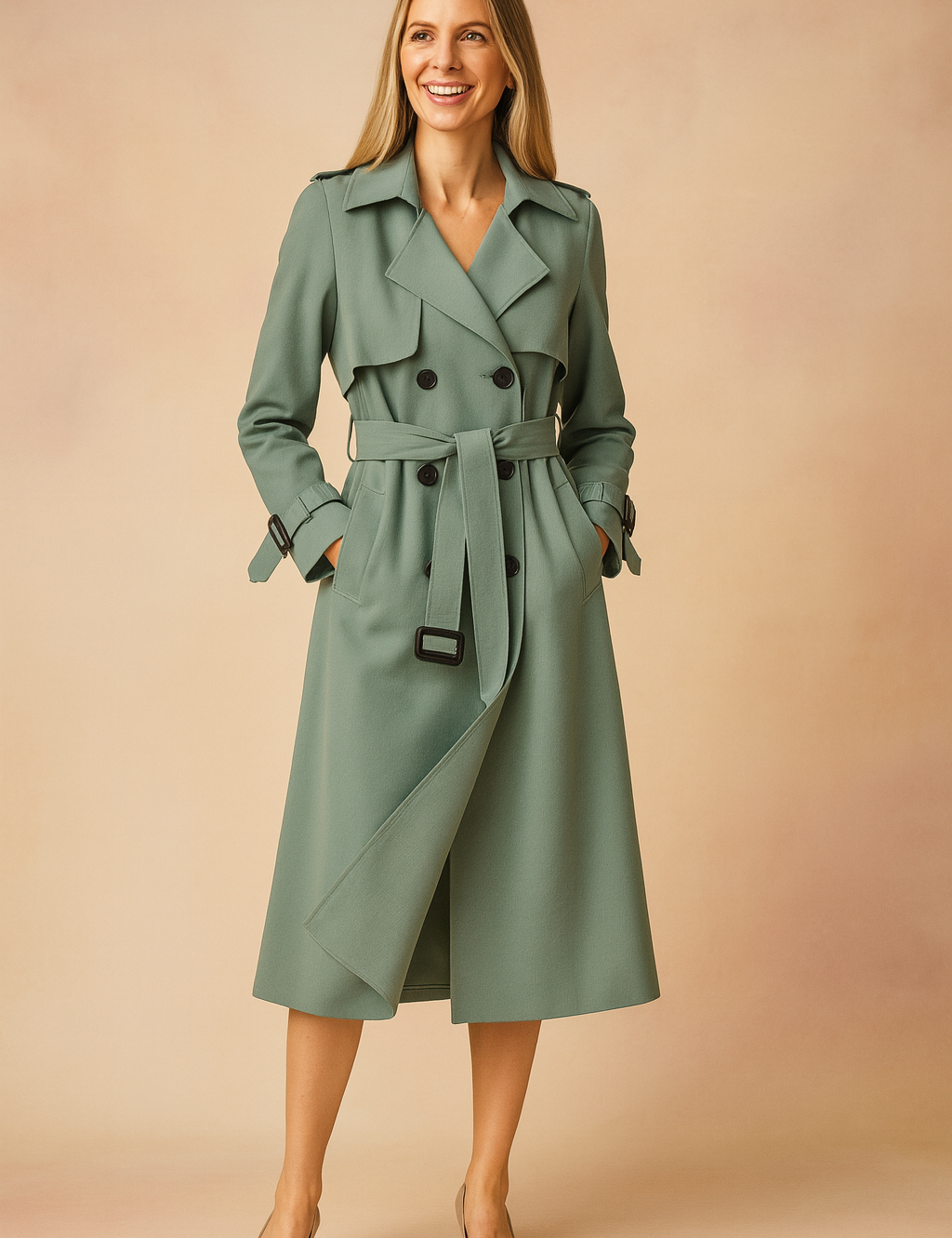 Camille Rosewood | Belted Longline Trench Coat For Women