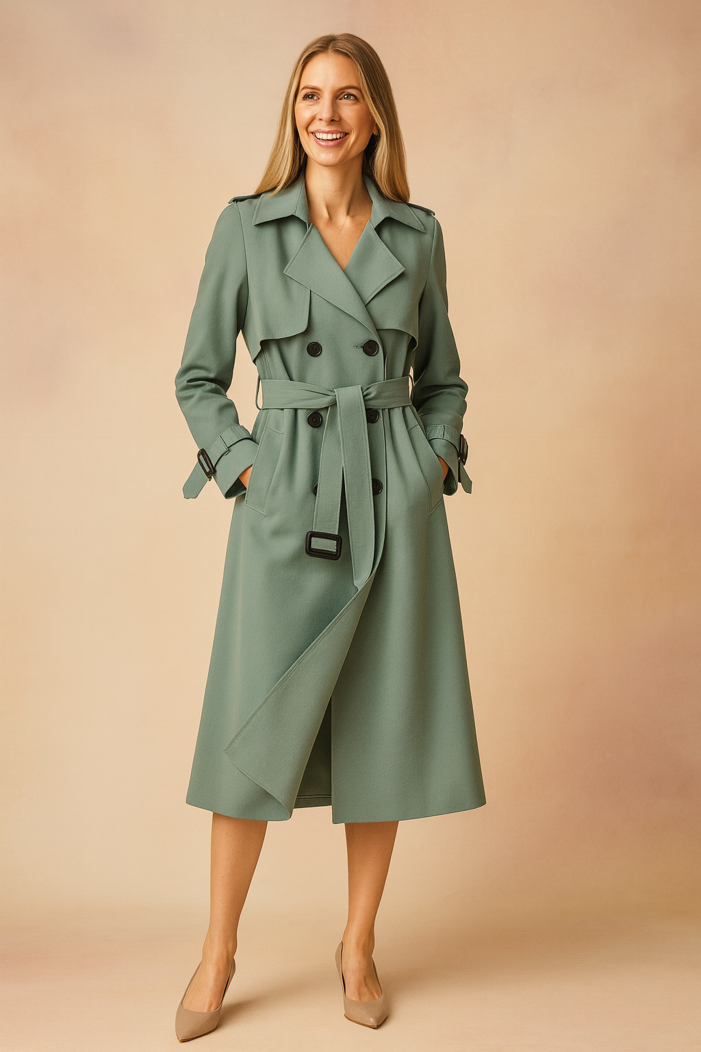 Camille Rosewood | Belted Longline Trench Coat For Women