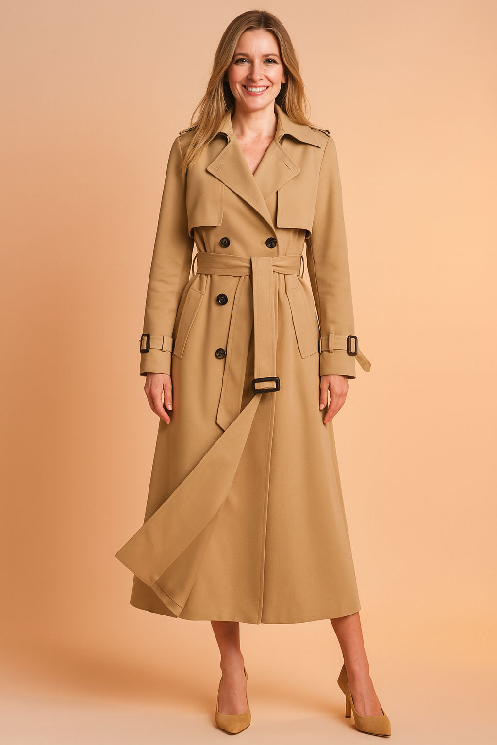 Camille Rosewood | Belted Longline Trench Coat For Women