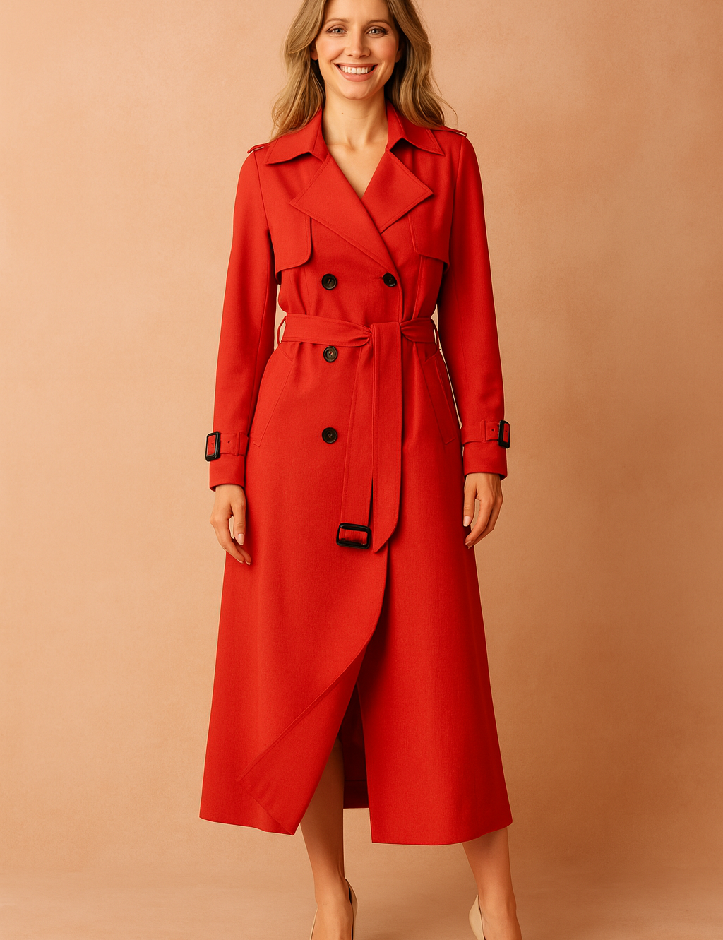 Camille Rosewood | Belted Longline Trench Coat For Women