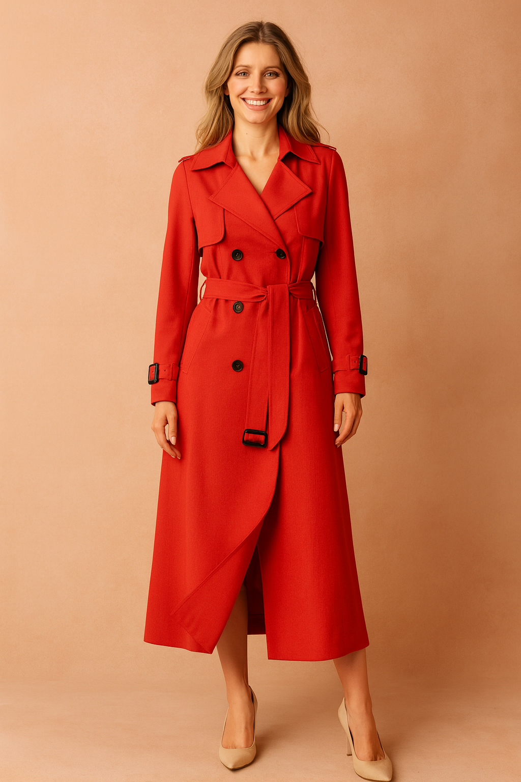 Camille Rosewood | Belted Longline Trench Coat For Women