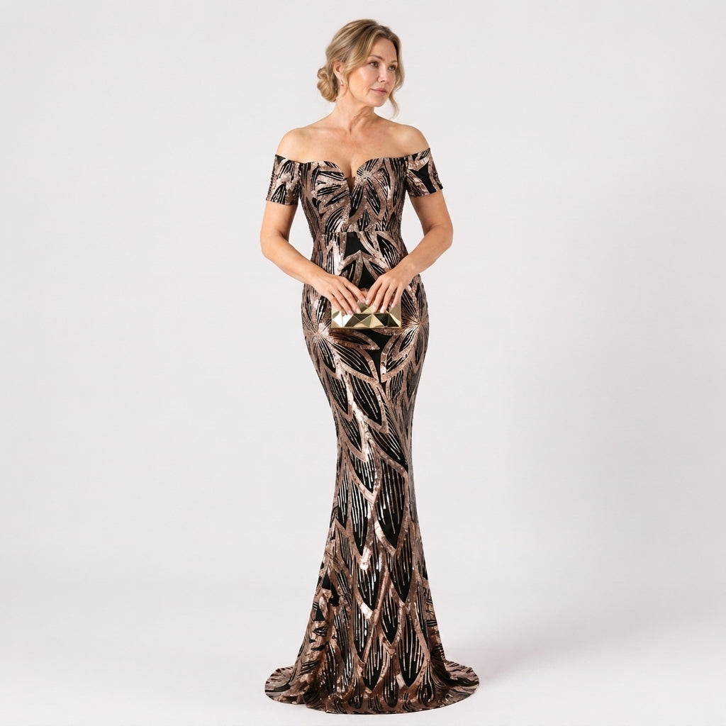 Francesca Lowell | Sequin Fishtail Formal Maxi Dress For Women