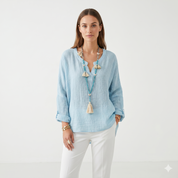 Serena Caldwell | Relaxed Long Sleeve Cotton Blouse For Women