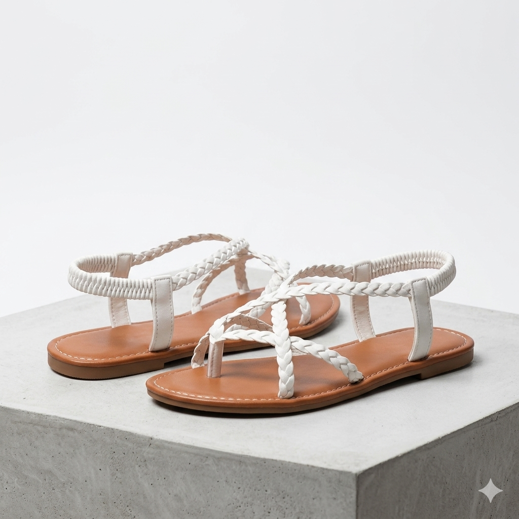 Lucille Ashgrove | Braided Strap Flat Sandals For Women