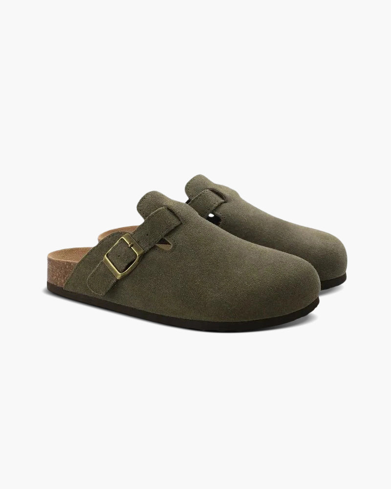 Claire Sanderson | Suede Buckle Mule Clogs For Women