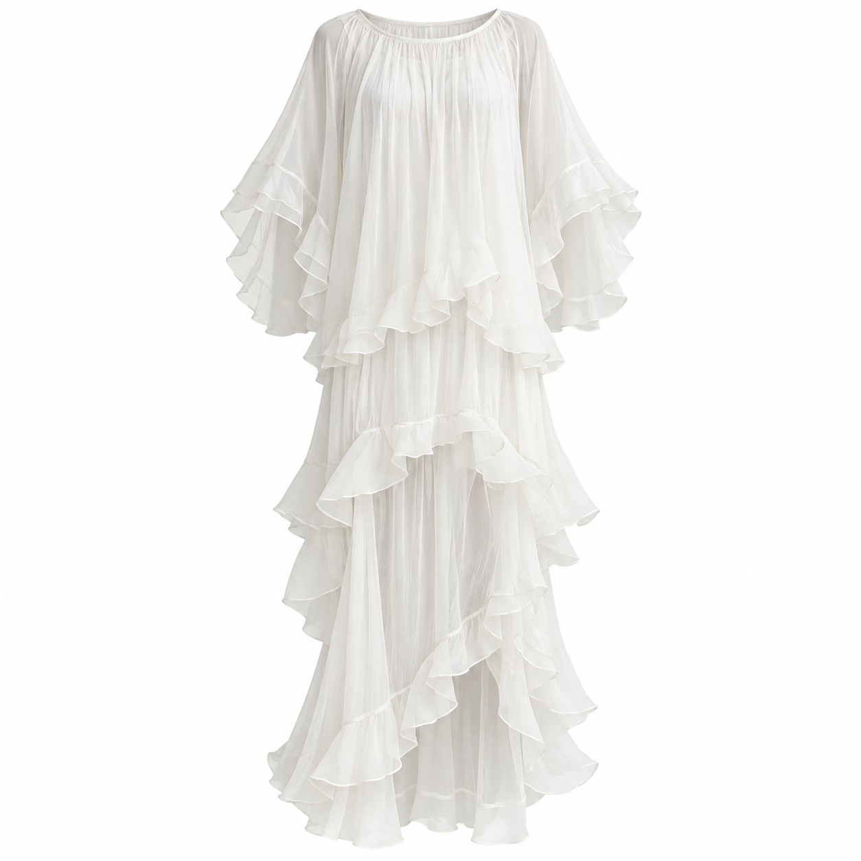 Isla Beaumont | Ruffled White Maxi Dress For Women