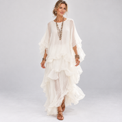 Isla Beaumont | Ruffled White Maxi Dress For Women