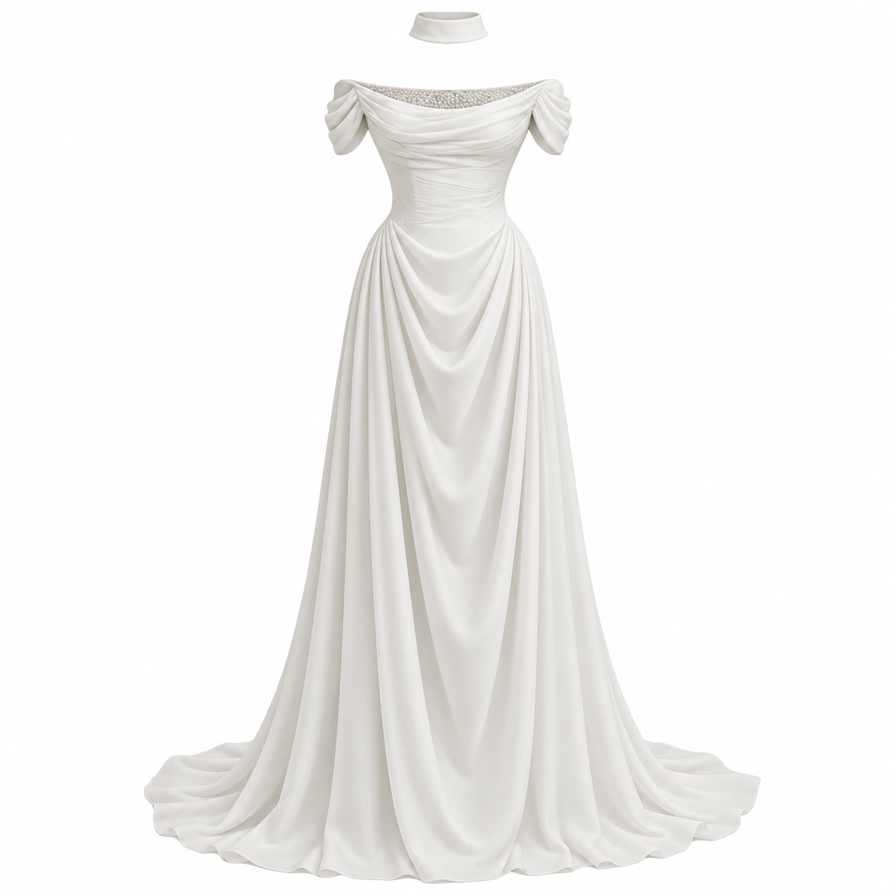 Juliette Harrington | Off-Shoulder Satin Maxi Dress For Women