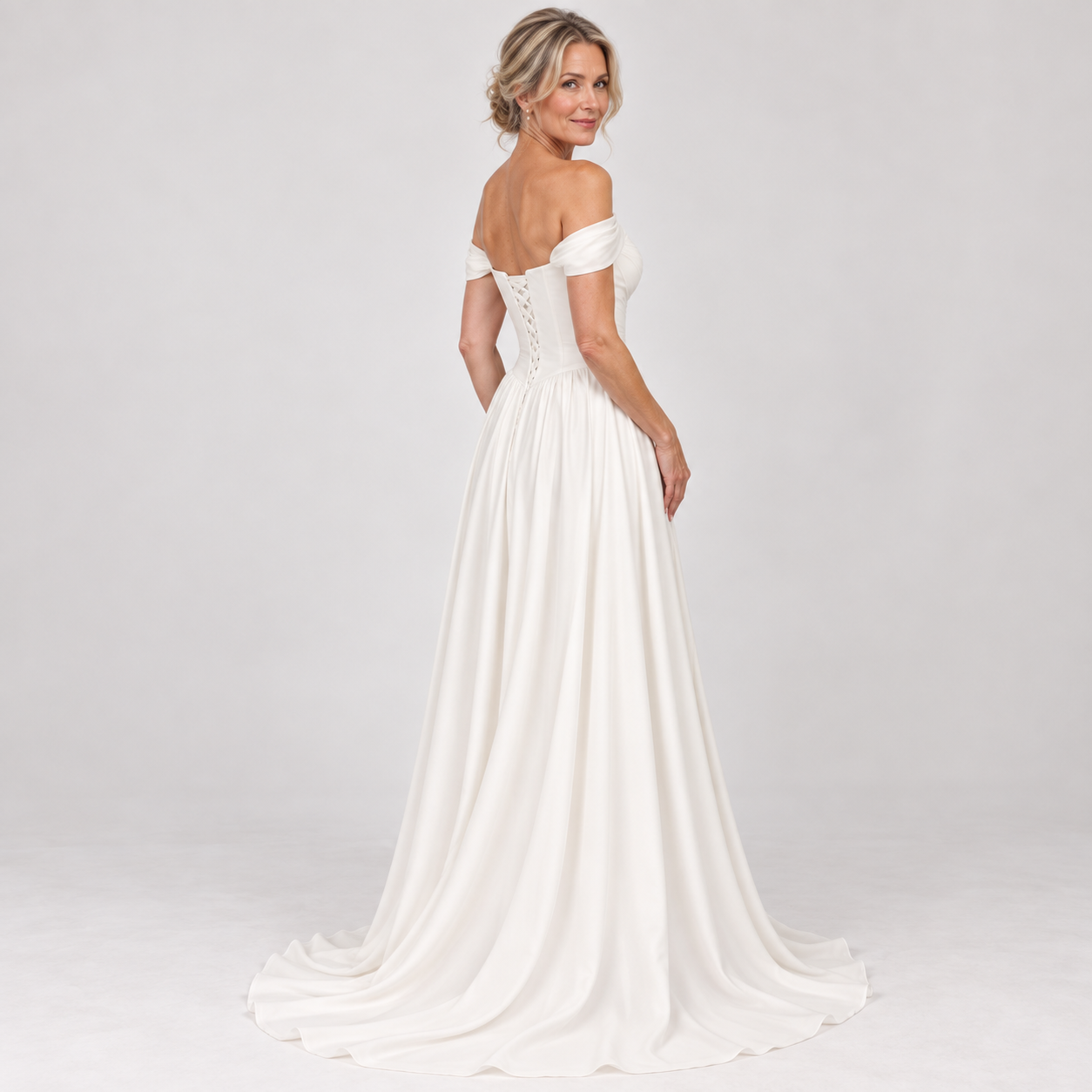Juliette Harrington | Off-Shoulder Satin Maxi Dress For Women